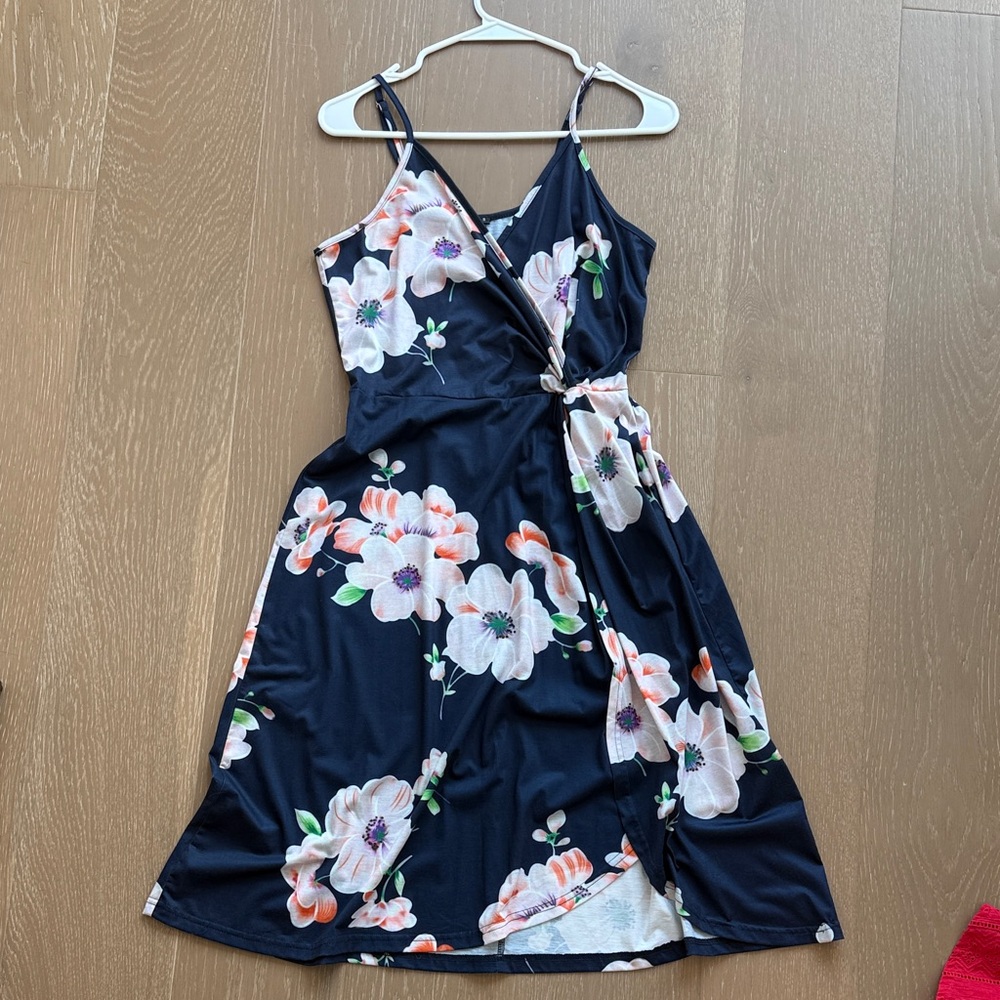 Floral Wrap Dress with Spaghetti Straps